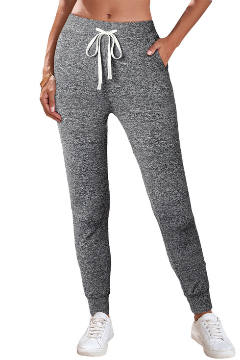 Solid Drawstring Elastic Waistband Pocketed Jogger Pants