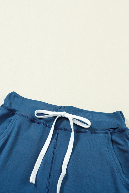 Solid Drawstring Elastic Waistband Pocketed Jogger Pants