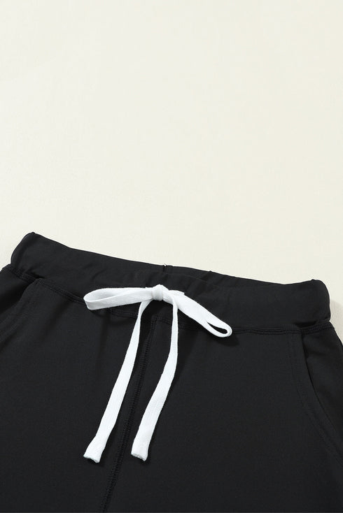 Solid Drawstring Elastic Waistband Pocketed Jogger Pants