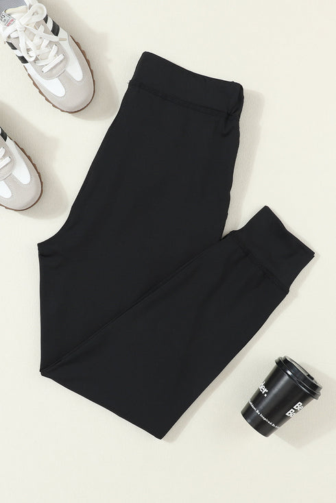 Solid Drawstring Elastic Waistband Pocketed Jogger Pants