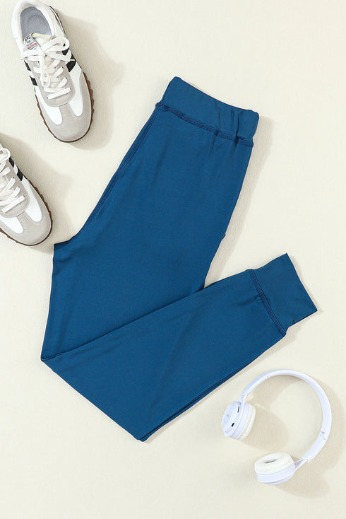 Solid Drawstring Elastic Waistband Pocketed Jogger Pants