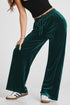 Solid Drawstring Waist Wide Leg Pants