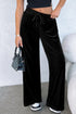 Solid Drawstring Waist Wide Leg Pants