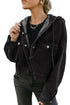 Solid Drop Shoulder Big Pocket Hooded Denim Jacket