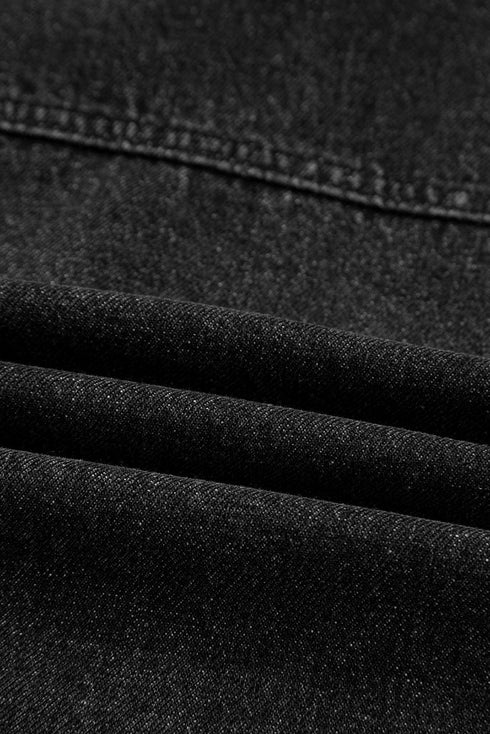 Solid Drop Shoulder Big Pocket Hooded Denim Jacket