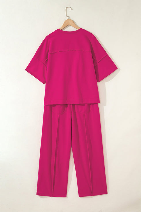 Solid Drop Shoulder Boxy Tee and Barrel Pant Set