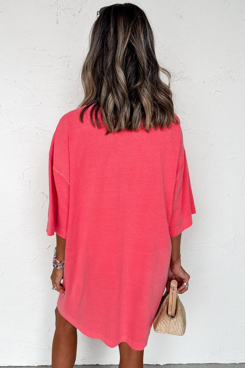 Solid Drop Shoulder Loose Silhouette Mini T Shirt Dress