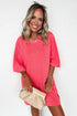 Solid Drop Shoulder Loose Silhouette Mini T Shirt Dress