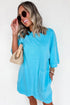 Solid Drop Shoulder Loose Silhouette Mini T Shirt Dress
