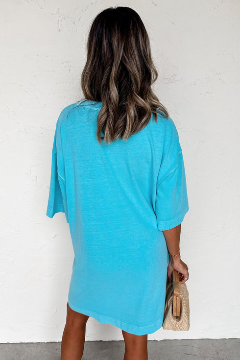 Solid Drop Shoulder Loose Silhouette Mini T Shirt Dress