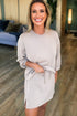 Solid Drop Shoulder Pullover Drawstring Mini Skirt Two Piece Dress