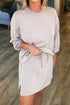Solid Drop Shoulder Pullover Drawstring Mini Skirt Two Piece Dress