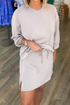 Solid Drop Shoulder Pullover Drawstring Mini Skirt Two Piece Dress