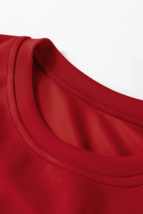 Solid Drop Shoulder Pullover Drawstring Mini Skirt Two Piece Dress