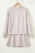 Solid Drop Shoulder Pullover Drawstring Mini Skirt Two Piece Dress