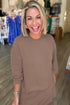 Solid Drop Shoulder Pullover Drawstring Mini Skirt Two Piece Dress