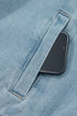 Solid Elastic Hem Collared Zip Up Denim Jacket