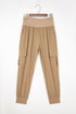 Solid Elastic High Waist Pocketed Cargo Jogger Pants