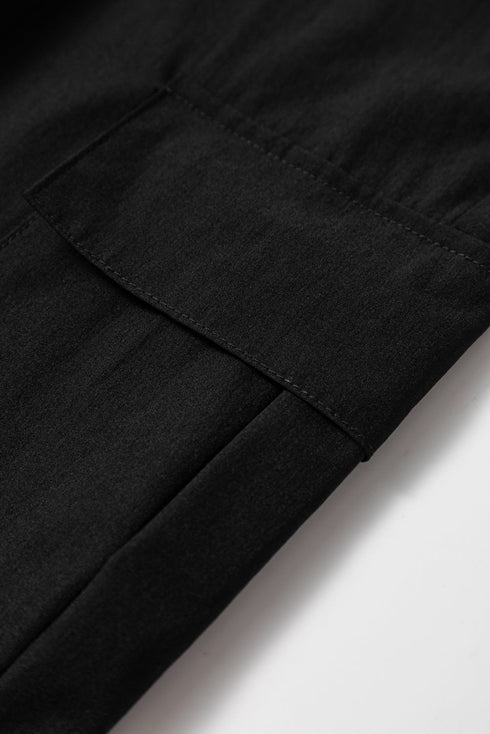 Solid Elastic High Waist Pocketed Cargo Jogger Pants