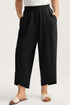 Solid Elastic Waist Asymmetrical Hem Loose Capri Pants