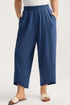Solid Elastic Waist Asymmetrical Hem Loose Capri Pants