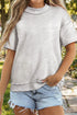 Solid Exposed Seam Detail Mock Neck Tee