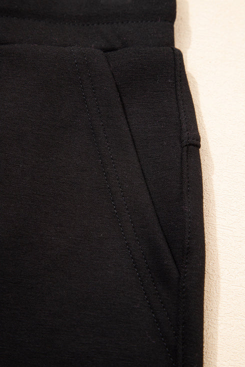 Solid Exposed Seam Detail Skinny Drawstring Jogger Pants
