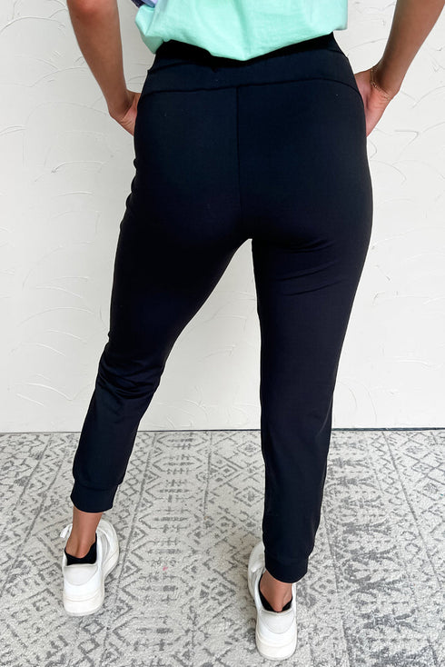 Solid Exposed Seam Detail Skinny Drawstring Jogger Pants
