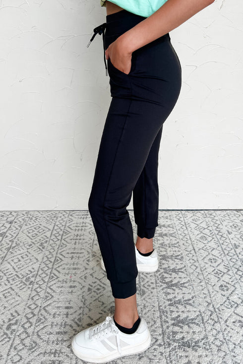 Solid Exposed Seam Detail Skinny Drawstring Jogger Pants