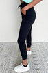 Solid Exposed Seam Detail Skinny Drawstring Jogger Pants