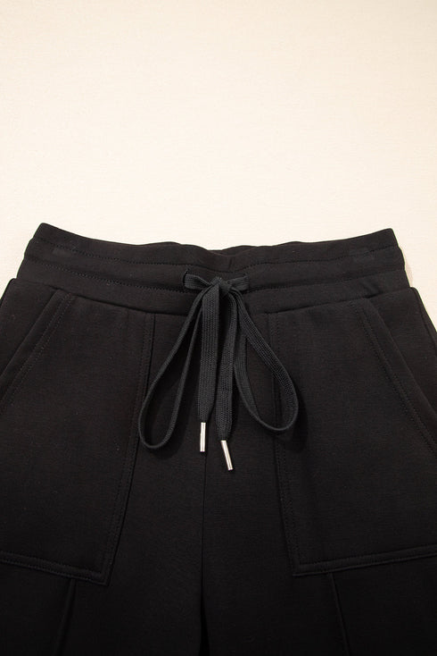 Solid Exposed Seam Detail Skinny Drawstring Jogger Pants