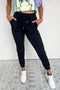 Solid Exposed Seam Detail Skinny Drawstring Jogger Pants