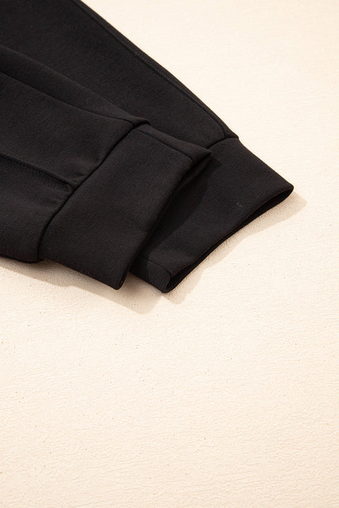 Solid Exposed Seam Detail Skinny Drawstring Jogger Pants