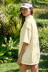 Solid Exposed Seam Mock Neck Oversized Tee Short Set
