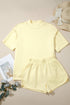 Solid Exposed Seam Mock Neck Oversized Tee Short Set