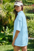 Solid Exposed Seam Mock Neck Oversized Tee Short Set