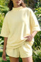Solid Exposed Seam Mock Neck Oversized Tee Short Set