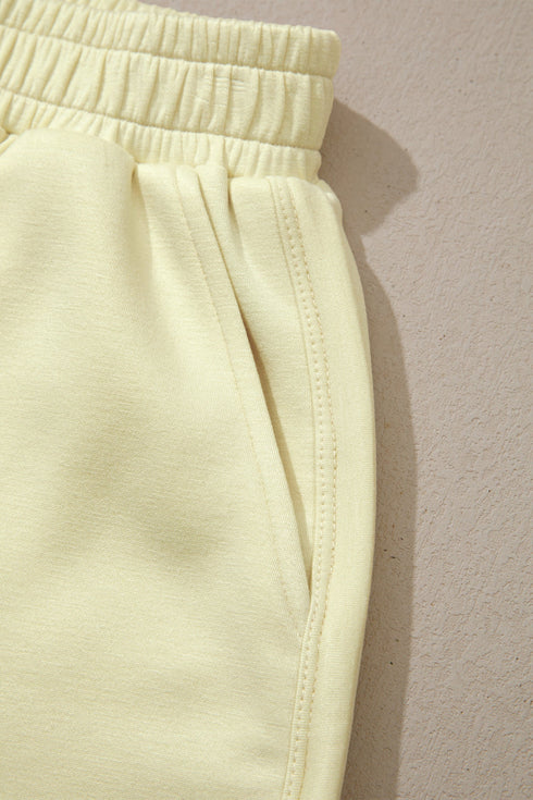 Solid Exposed Seam Mock Neck Oversized Tee Short Set