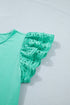 Solid Eyelet Lace Ruffled Cap Sleeve Tank Top