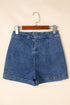 Solid Faux Wrap Front Mini Casual Denim Shorts