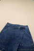 Solid Faux Wrap Front Mini Casual Denim Shorts