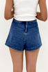 Solid Faux Wrap Front Mini Casual Denim Shorts