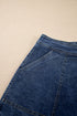 Solid Faux Wrap Front Mini Casual Denim Shorts