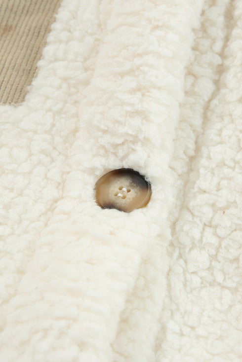 Solid Fleece Flap Pocket Single Breasted Teddy Coat