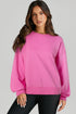 Solid Fleece Lined Drop Shoulder High Low Sweatshirt