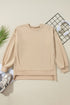 Solid Fleece Lined Drop Shoulder High Low Sweatshirt