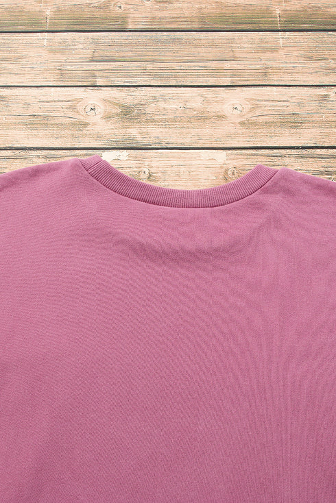 Solid Fleece Lined Drop Shoulder High Low Sweatshirt