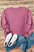 Solid Fleece Lined Drop Shoulder High Low Sweatshirt