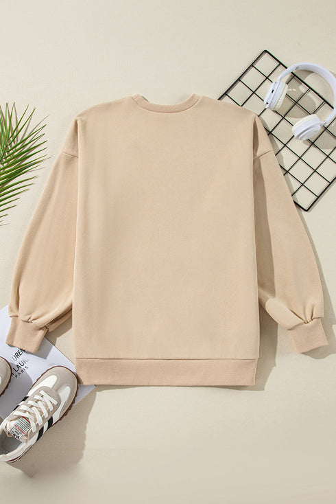 Solid Fleece Lined Drop Shoulder High Low Sweatshirt