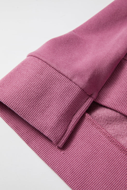 Solid Fleece Lined Drop Shoulder High Low Sweatshirt